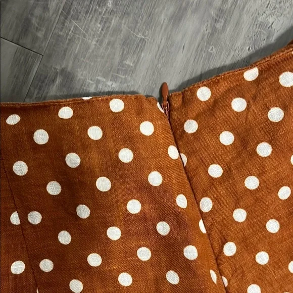 FAITHFULL The Brand Amber Linen Polka Dot Size 8 Wide Leg Pants Pockets - Picture 7 of 9